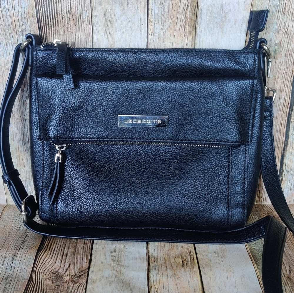 Liz Claiborne Black 3 Layer Crossbody Purse